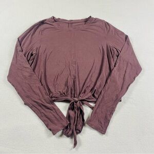 Lululemon Time To Restore Long Sleeve Shirt Pink Purple Mauve Front Tie